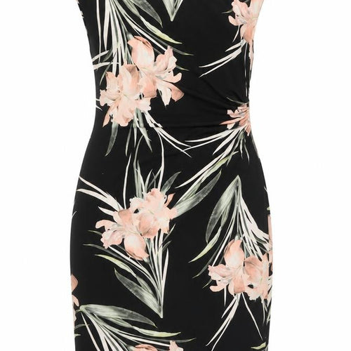 Wallis Women's Black Floral Sheath Dress Size 10 Sleeveless