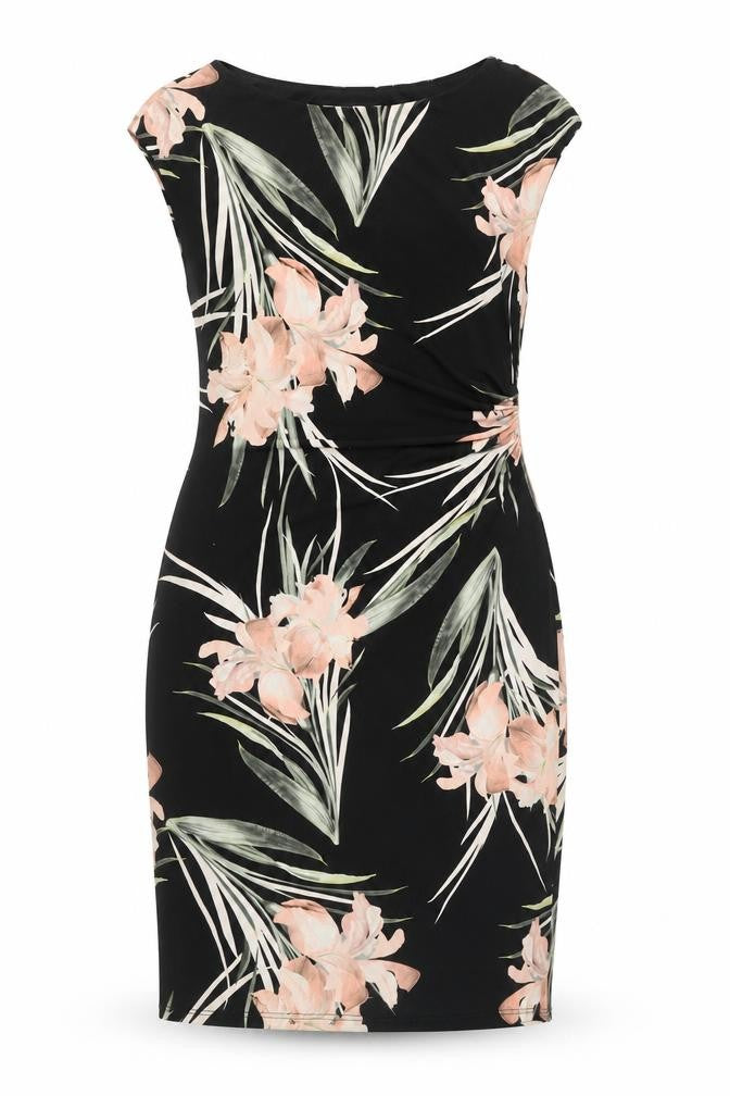 Wallis Women's Black Floral Sheath Dress Size 10 Sleeveless