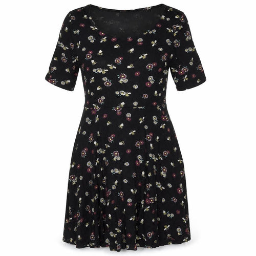 By Henry Holland Women Black Floral Bee Short Skater Dress Size 10