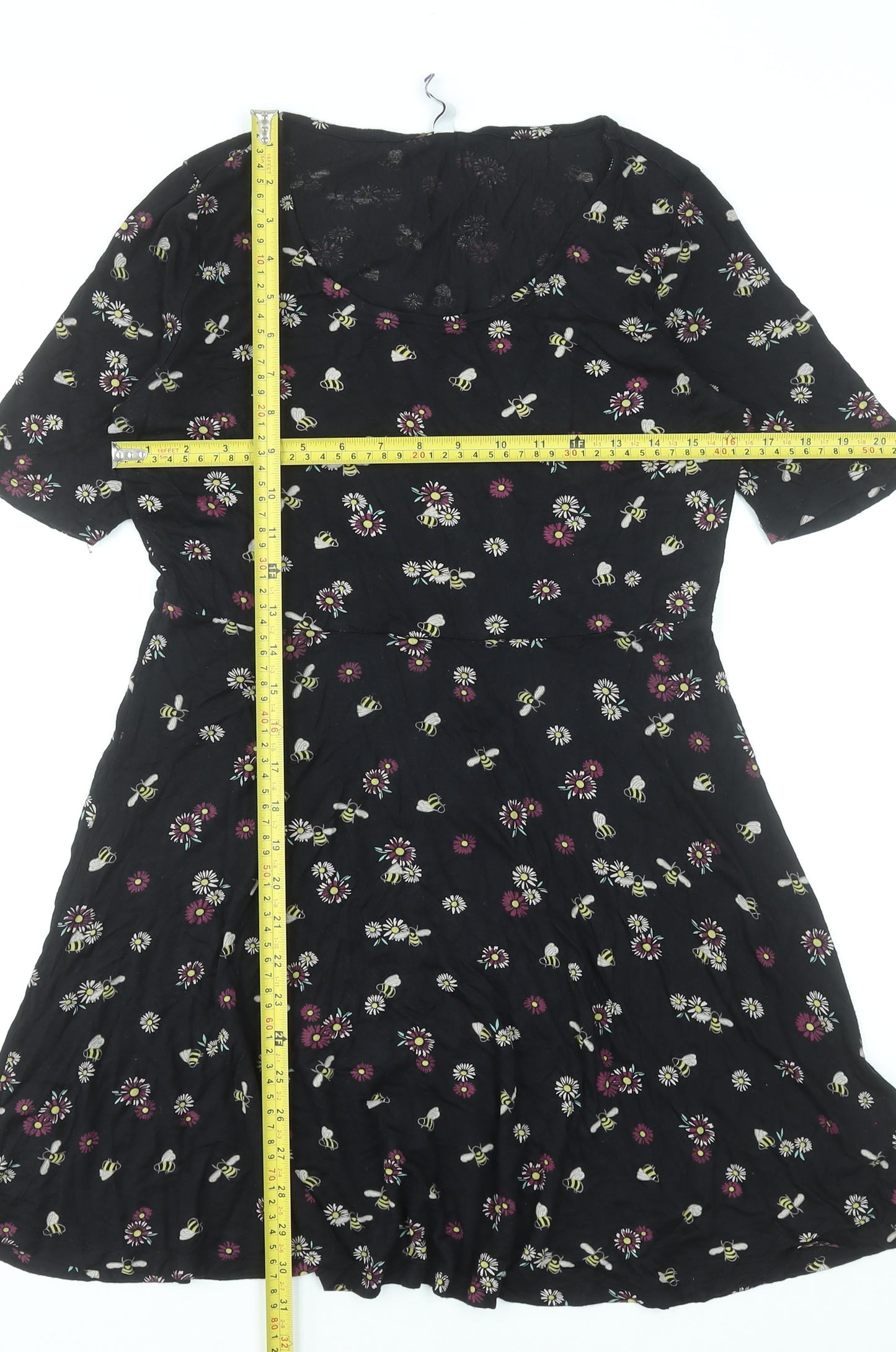 By Henry Holland Women Black Floral Bee Short Skater Dress Size 10