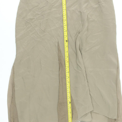 Nougat London Women Beige Silk Flare Midi Skirt Size 8