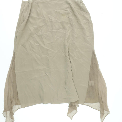 Nougat London Women Beige Silk Flare Midi Skirt Size 8