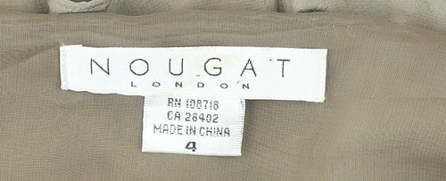 Nougat London Women Beige Silk Flare Midi Skirt Size 8