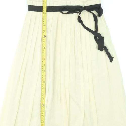 Next Women Beige Strapless A-Line Pleated Knee Length Dress Size 8