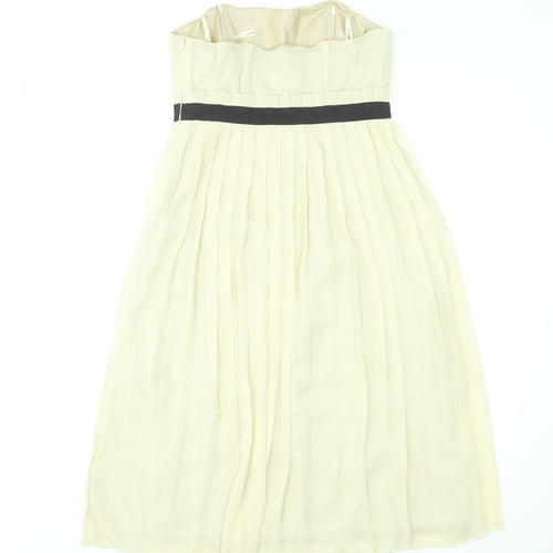 Next Women Beige Strapless A-Line Pleated Knee Length Dress Size 8