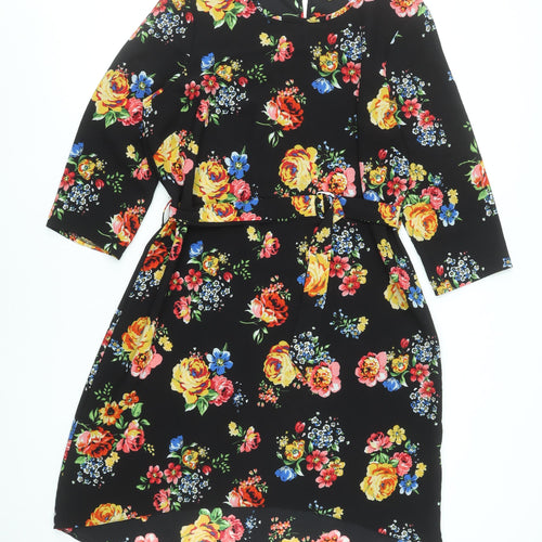 New Look Women's Multicoloured Floral Shift Dress Size 14 Knee Length