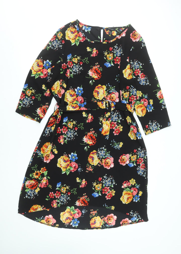New Look Women's Multicoloured Floral Shift Dress Size 14 Knee Length