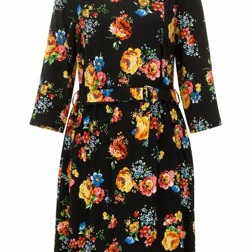 New Look Women's Multicoloured Floral Shift Dress Size 14 Knee Length