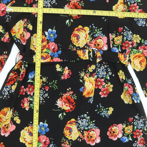 New Look Women's Multicoloured Floral Shift Dress Size 14 Knee Length