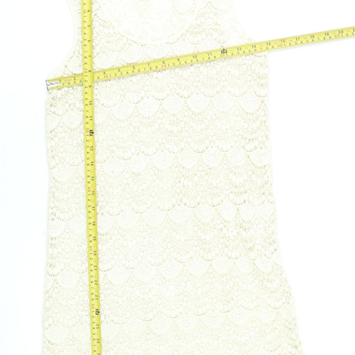 Accessorize Women’s Ivory Crochet Shift Dress Size M Sleeveless Summer Style