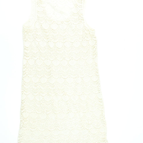 Accessorize Women’s Ivory Crochet Shift Dress Size M Sleeveless Summer Style