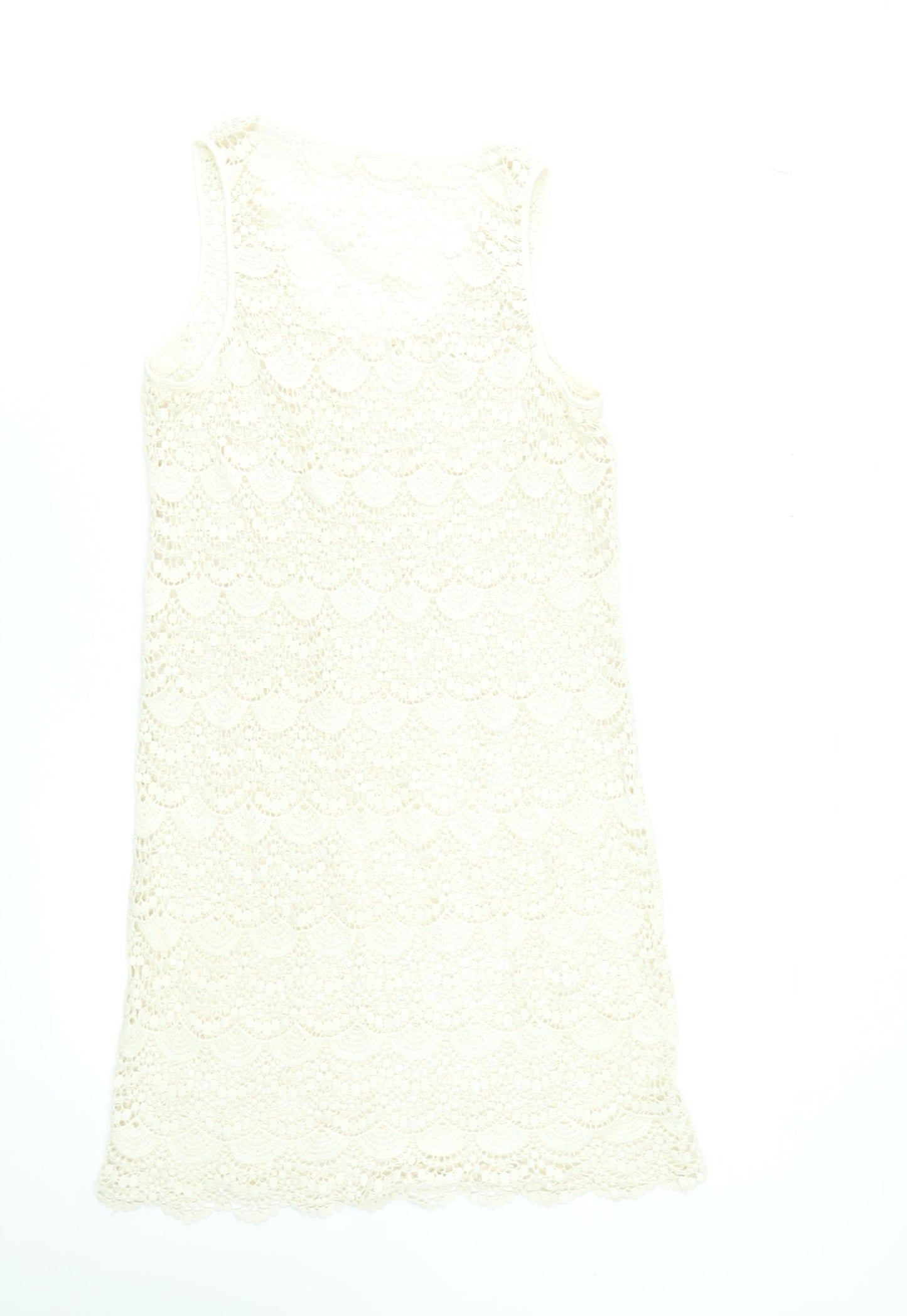 Accessorize Women’s Ivory Crochet Shift Dress Size M Sleeveless Summer Style