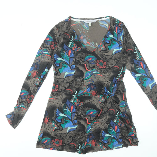Fat Face Womens Multicoloured Size 14 Wrap Dress Long Sleeve V-Neck