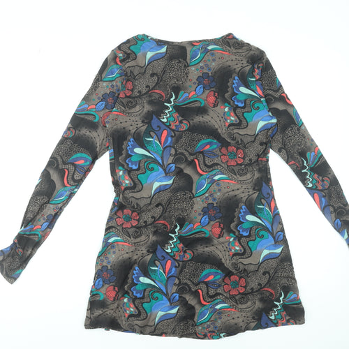 Fat Face Womens Multicoloured Size 14 Wrap Dress Long Sleeve V-Neck