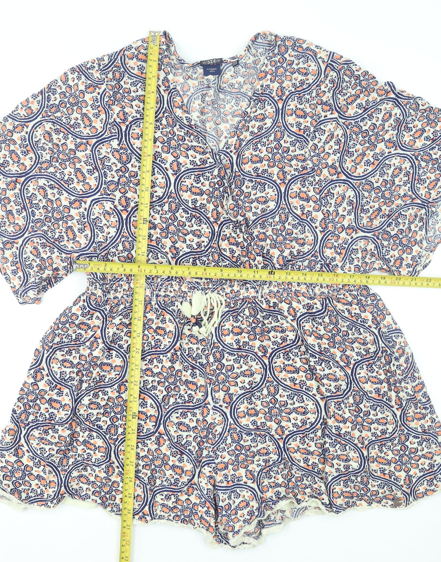 Superdry Women's Multicoloured Paisley Viscose Playsuit Size 16