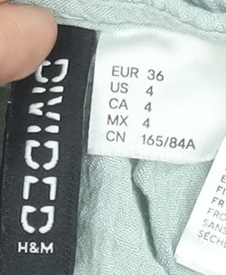 H&M Divided Women's Green Cropped Button Blouse Size 8