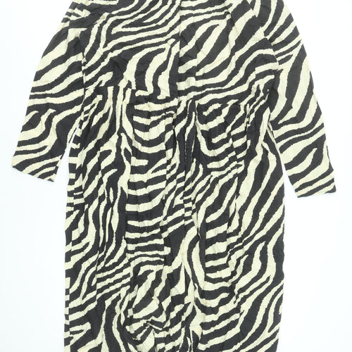H&M Women’s Black Zebra Print A-Line Midi Dress Size XL