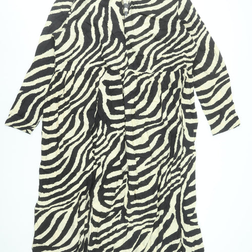 H&M Women’s Black Zebra Print A-Line Midi Dress Size XL