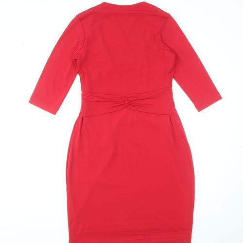 Minuet Women Red Size 8 Sheath Knee Length V-Neck Dress