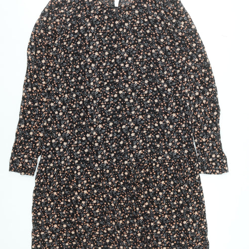 bpc Women Black Floral Knee Length A-Line Dress Size 10