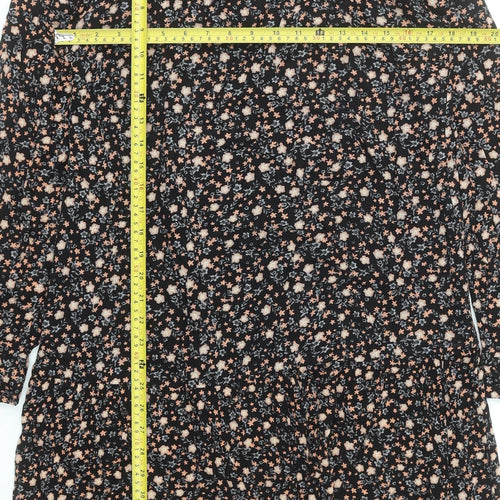 bpc Women Black Floral Knee Length A-Line Dress Size 10