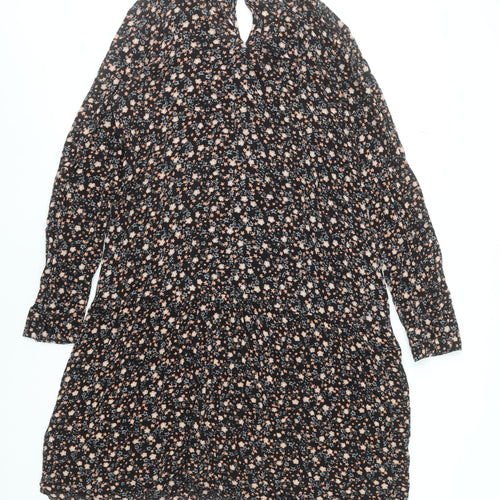 bpc Women Black Floral Knee Length A-Line Dress Size 10