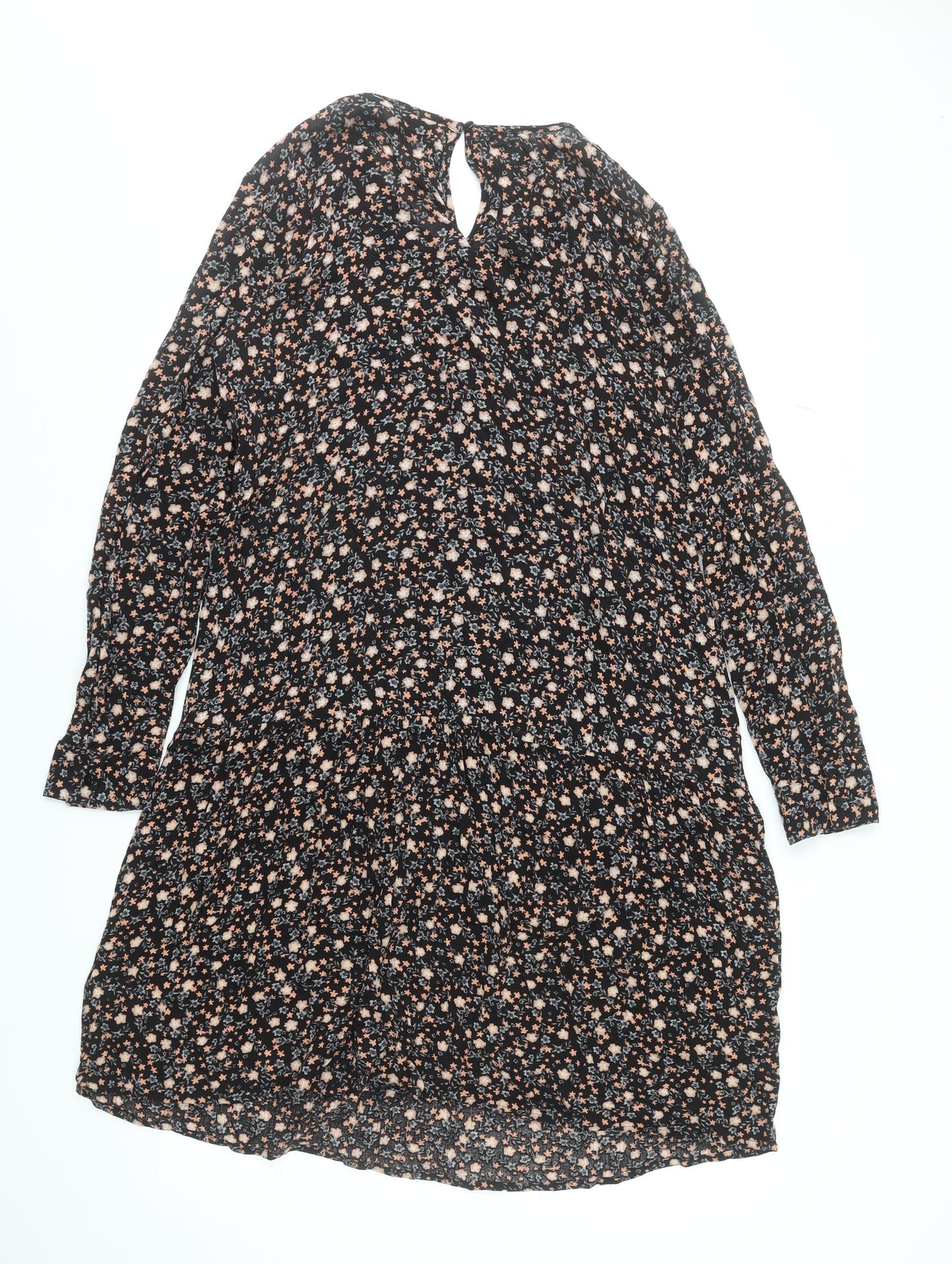 bpc Women Black Floral Knee Length A-Line Dress Size 10