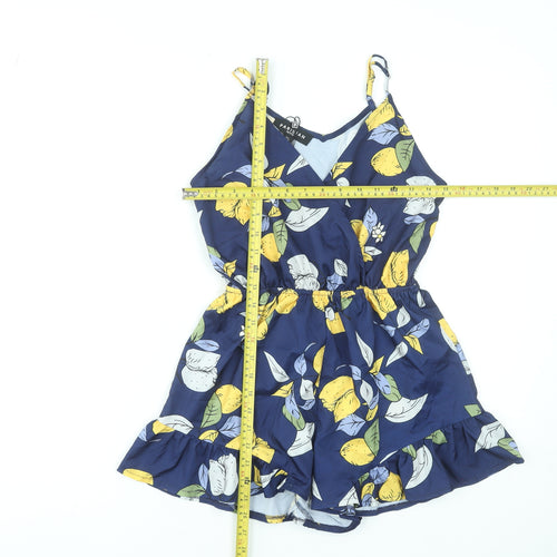Parisian Women’s Blue Lemon Print Playsuit Size 6 Sleeveless Summer Romper