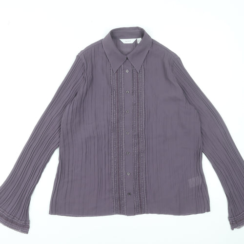 Next Women’s Purple Pleated Tunic Blouse UK 10 Long Sleeve Classic