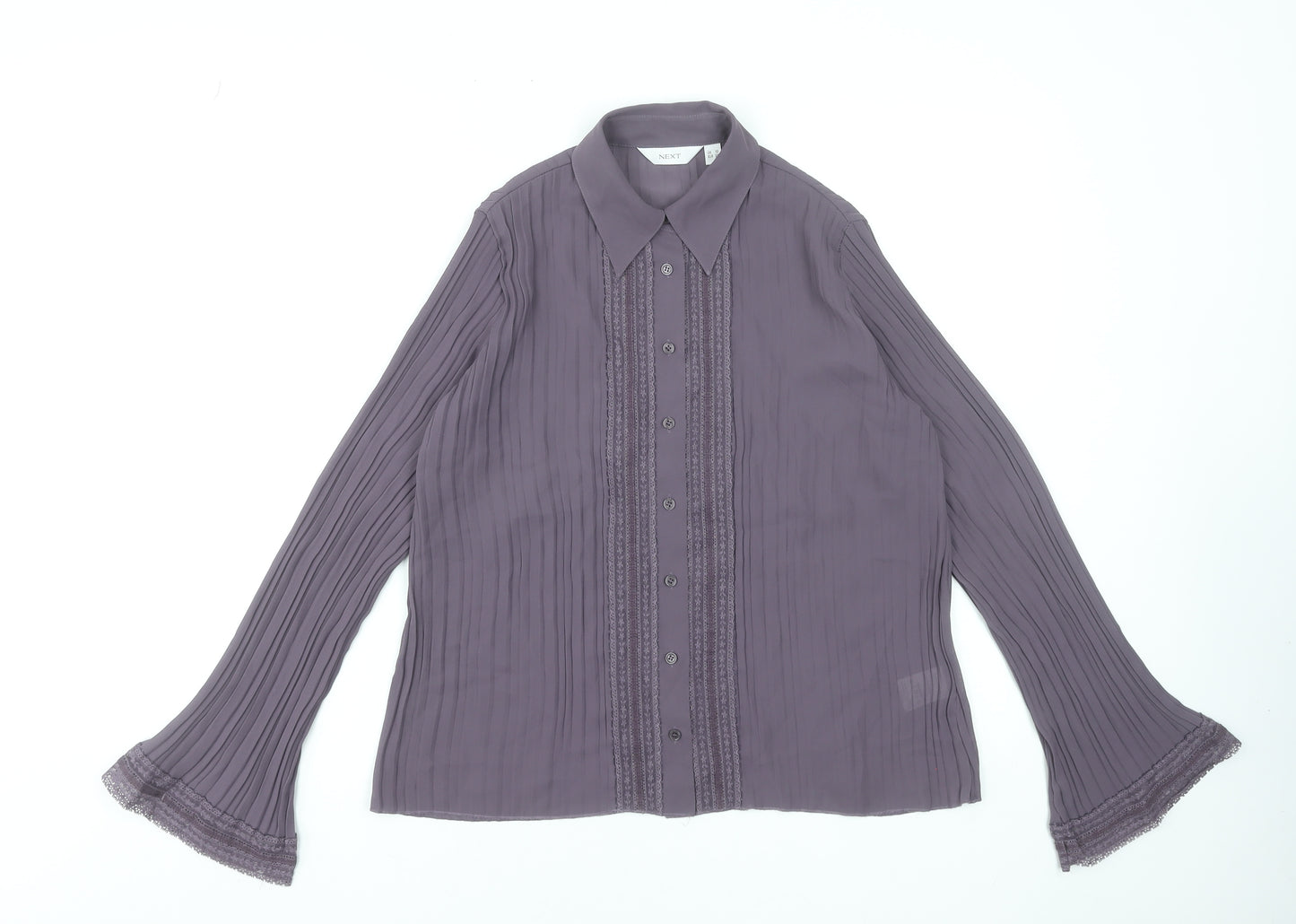 Next Women’s Purple Pleated Tunic Blouse UK 10 Long Sleeve Classic