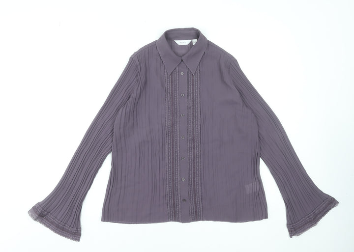 Next Women’s Purple Pleated Tunic Blouse UK 10 Long Sleeve Classic