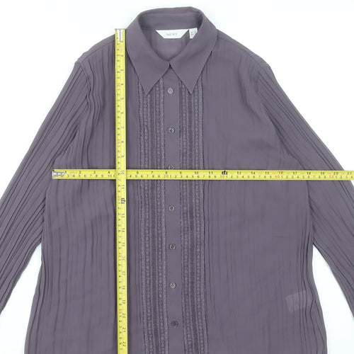 Next Women’s Purple Pleated Tunic Blouse UK 10 Long Sleeve Classic