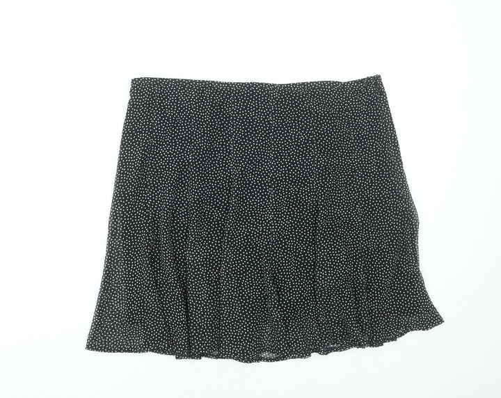 Marks and Spencer Women Black Polka Dot A-Line Skirt Size 16