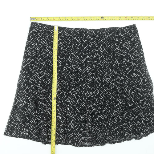 Marks and Spencer Women Black Polka Dot A-Line Skirt Size 16