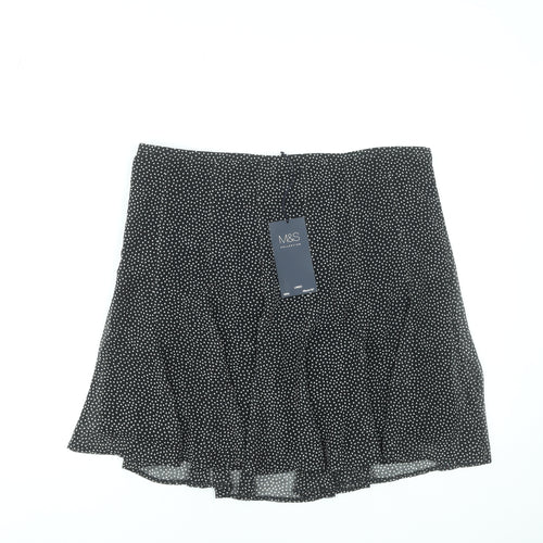 Marks and Spencer Women Black Polka Dot A-Line Skirt Size 16