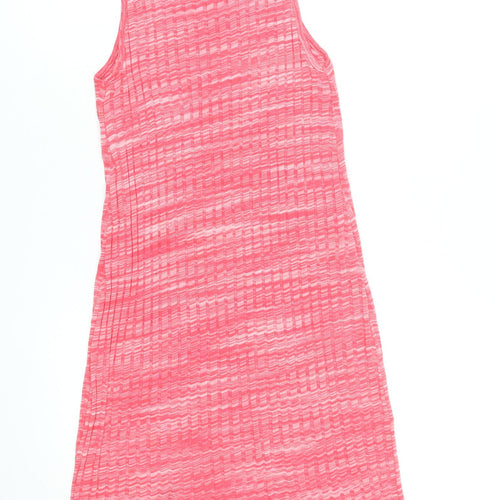 Zara Women Pink Sleeveless Tank Dress S Cotton Blend Casual