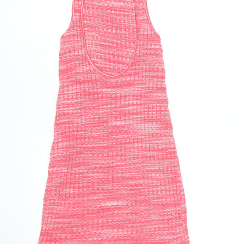 Zara Women Pink Sleeveless Tank Dress S Cotton Blend Casual