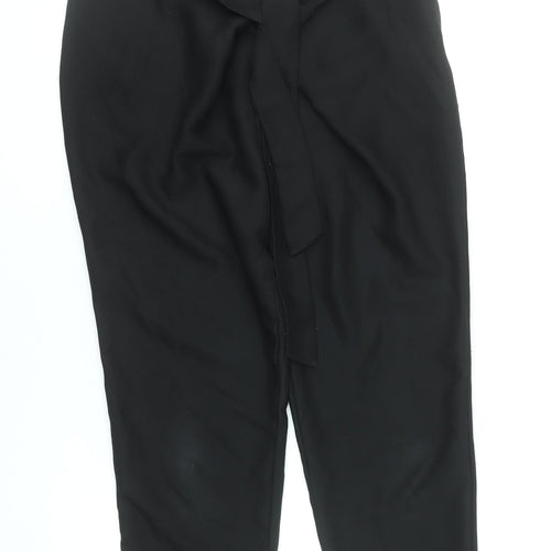 Hobbs Women Black Size 10 Tapered Belted Crepe Trousers