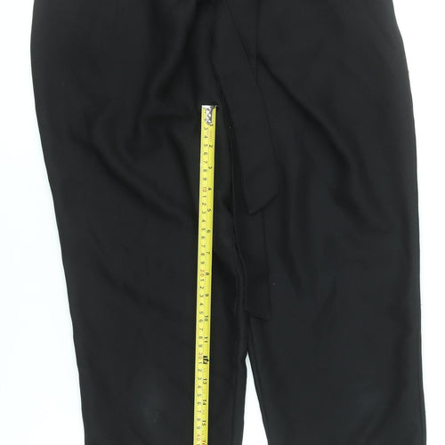 Hobbs Women Black Size 10 Tapered Belted Crepe Trousers