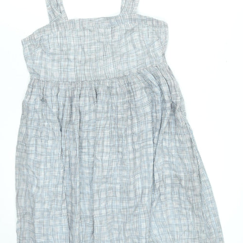 Kew Women’s Grey Cotton Check Sleeveless Knee Length Sundress Size 10