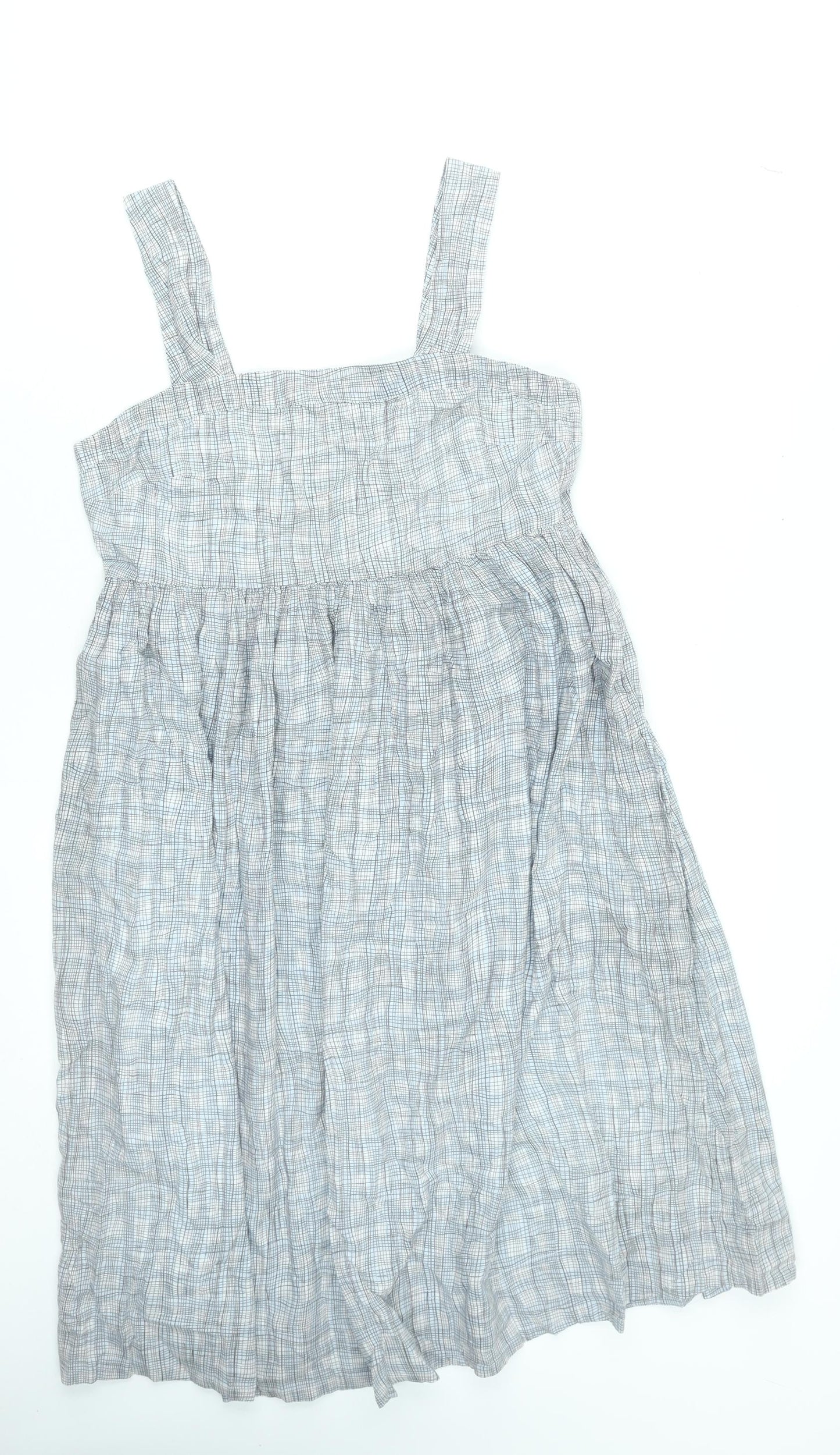 Kew Women’s Grey Cotton Check Sleeveless Knee Length Sundress Size 10
