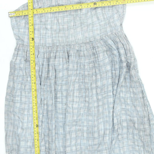 Kew Women’s Grey Cotton Check Sleeveless Knee Length Sundress Size 10