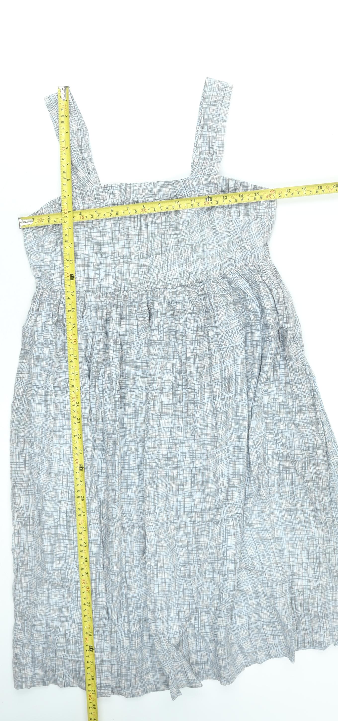 Kew Women’s Grey Cotton Check Sleeveless Knee Length Sundress Size 10