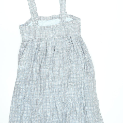 Kew Women’s Grey Cotton Check Sleeveless Knee Length Sundress Size 10