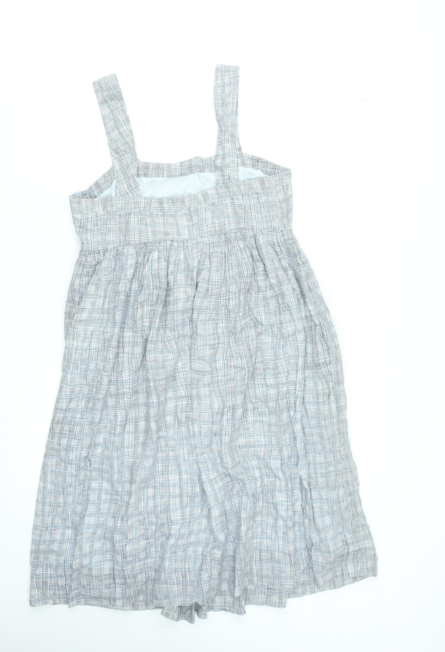 Kew Women’s Grey Cotton Check Sleeveless Knee Length Sundress Size 10