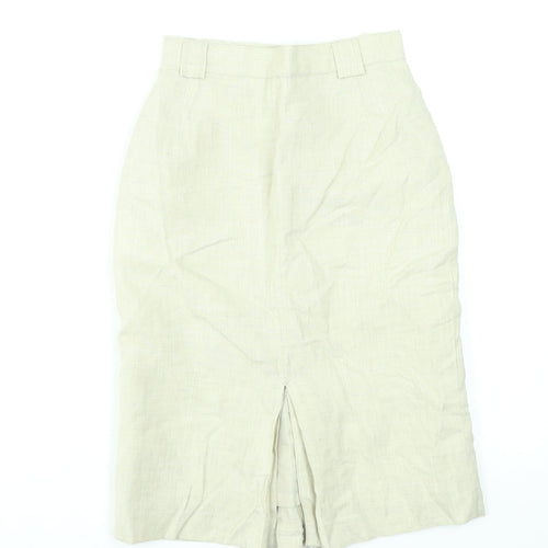 Annebros Petite Women Beige Linen Blend Straight Knee Length Skirt Size 10