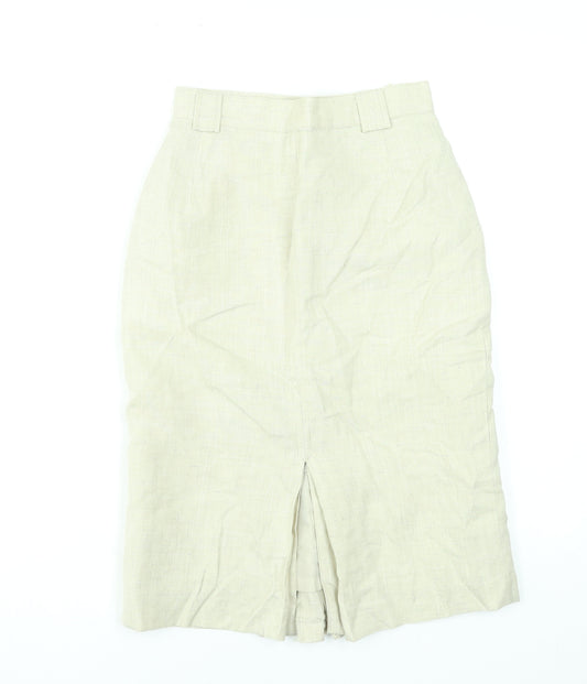 Annebros Petite Women Beige Linen Blend Straight Knee Length Skirt Size 10