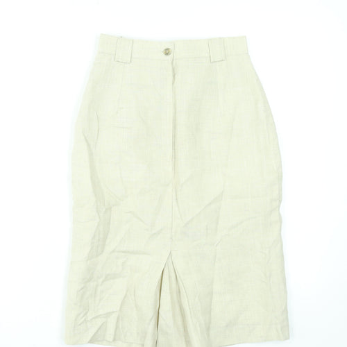 Annebros Petite Women Beige Linen Blend Straight Knee Length Skirt Size 10