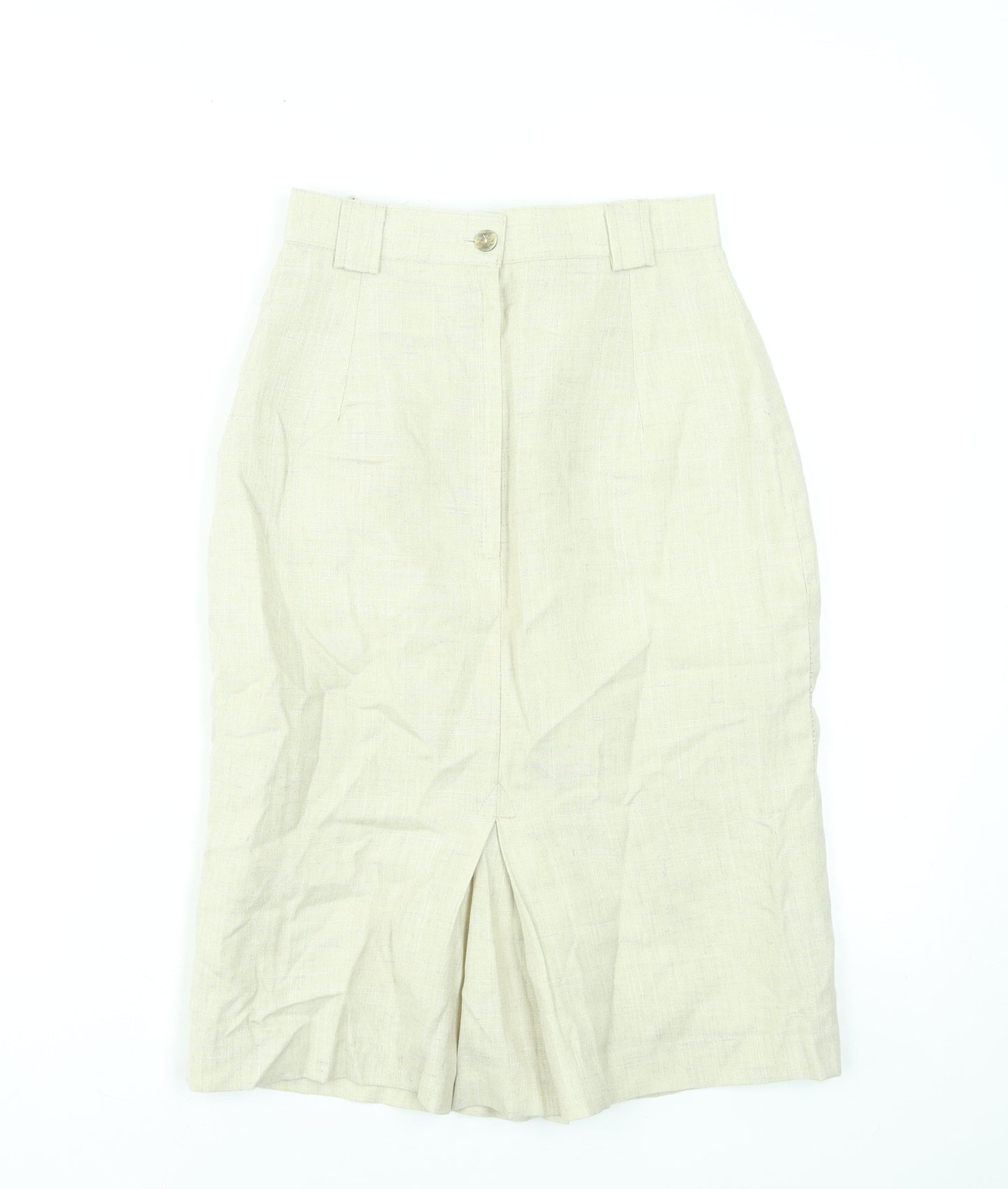 Annebros Petite Women Beige Linen Blend Straight Knee Length Skirt Size 10