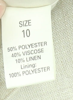 Annebros Petite Women Beige Linen Blend Straight Knee Length Skirt Size 10